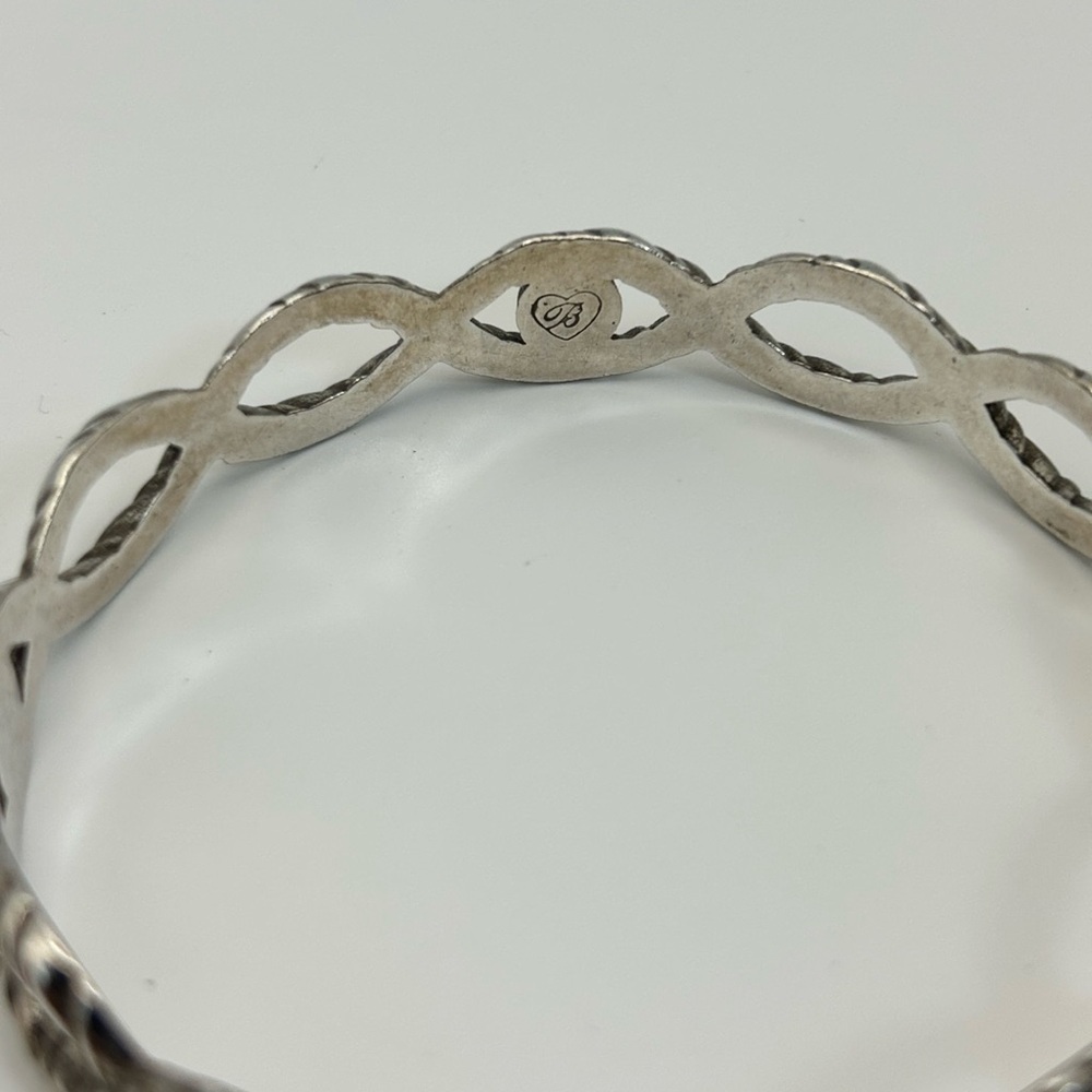 Brighton Jewelry Twisted Bangle Bracelet Silver Plated Clear Crystal Vintage - Picture 6 of 12